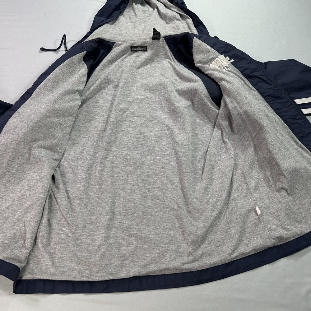 VINTAGE Johnson C Smith JCSU Jacket Mens Medium Blue Hooded Windbreaker - Picture 9 of 11